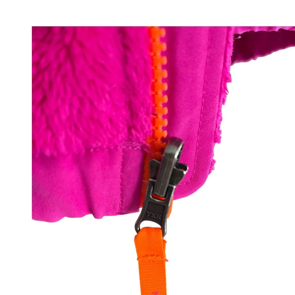 The North Face Girls Denali Fleece Jacket Pink Orange Full Zip Size L 14/16